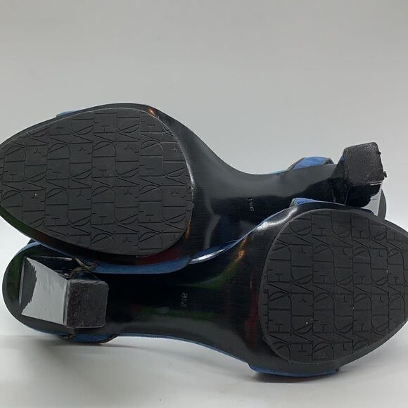 Diane Von Furstenberg blue Suede heel ankle strap sandals - Picture 8 of 11